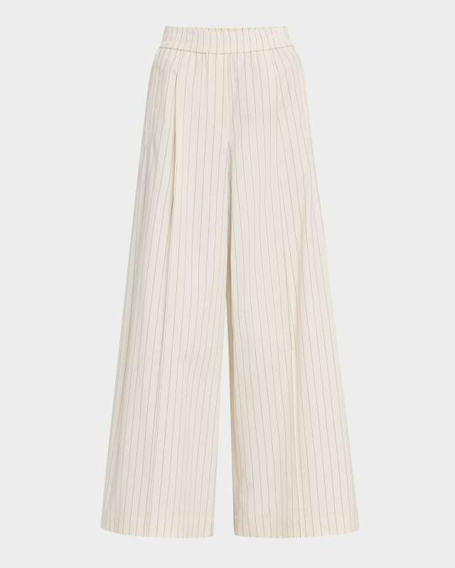 Pinstripe Wide Leg Poplin Pants